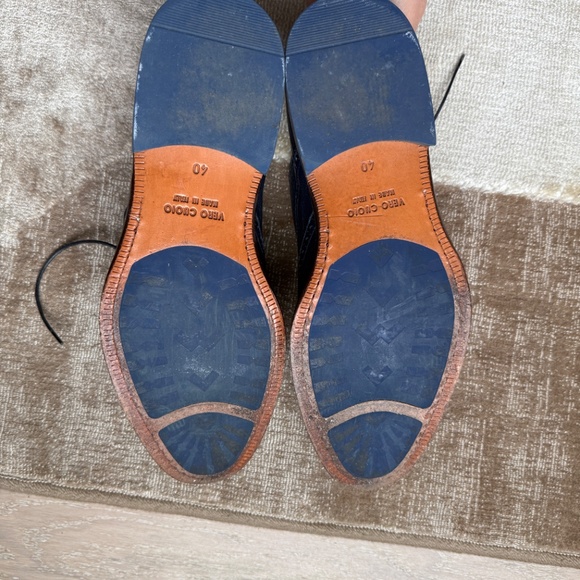 Savitti Made in Italy Men’s Navy Leather Wingtip Oxford Dress Shoes (Size 40) - Picture 8 of 8